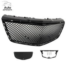 For 2014 15-2019 Cadillac CTS Front Bumper Upper Grille Grill Sedan Gloss Black