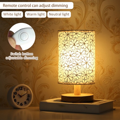 Modern Wooden Table Lamp LED Linen Night Light USB Powered Bedside Lamp JuxGH៚ - Picture 4 of 30
