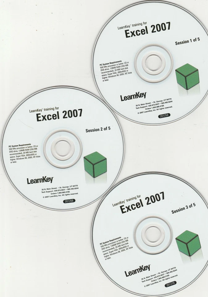 Juego de 5 discos CD-ROM LearnKey Microsoft Excel 2007 Foto 3 de 4