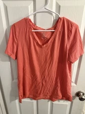 Members Mark Women’s Large Essential V Neck Tee In Coral
