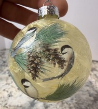 Vintage Christmas Ornament Birds Pinecone Woodland Cottage Decor