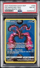 2023 POKEMON SWSH BLACK STAR PROMO CROWN ZENITH TIN #284 GALARIAN MOLTRES PSA 8