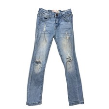 Kids Light Wash Ripped Distressed Ankle Denim Jeans Size S