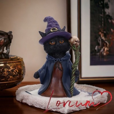 Original Nemesis Now Whiskered Wizard schwarze Katze Figur 14 cm Geschenk Wohndeko