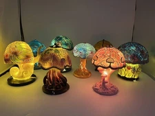 LED Mushroom Table Lamp Stained Night Light Resin Desk Lamps Decoration Ornament