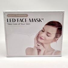 LED Face Mask Light Therapy 7 Color Red  Blue Light for Anti Aging - White