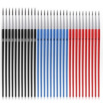 30Pcs Detail Paint Brushes, Fine Tip Paint Brush with 3 Sizes #0#00#000 Mini