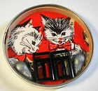 Rare Tin Dexterity Game Cats and Mice 1940 Pocket Toy Katze Geduldspiele #5