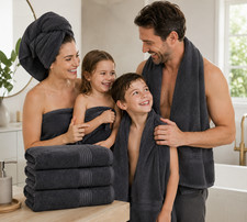 Gray 4 Pack Bath Towels Luxury Combed Cotton 27x54 Inch Super Absorbent 500 GS