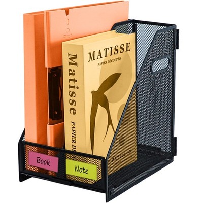 2 compartments metal file racks metal Mesh Desktop Organizer for Desk,Storage...