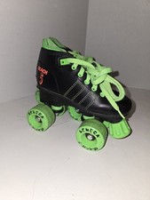ROLLER SKATES MACH 5 Size 12J VINTAGE Seneca Black Neon Wheels