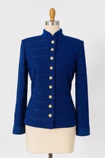 New ST JOHN Evening Royal Blue Santana Knit Paillettes Sequins Jacket, Size 8