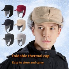 Ushanka Russian Cap with Visor Earflap Winter Cap Mens Warm Aviator Eskimo Hat