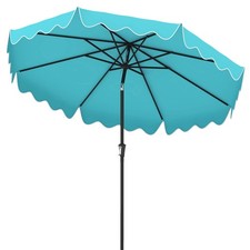 9 FT Patio Umbrella 2-Tier Market Table Umbrella w/ Sun-Protective Canopy