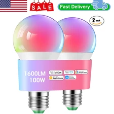 Smart Light Bulb 2 Pack A19 Color Changing Light Bulbs, 1350 Lumens 2.4Ghz WiFi