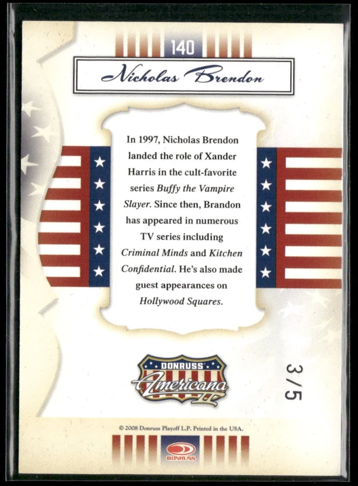 2008 Donruss Americana Nicholas Brendon 签名 SP /5 Buffy Xander — 第 2/2 张图片