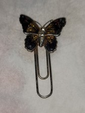 Vintage Multicolor Enamel Butterfly Paper Cli...