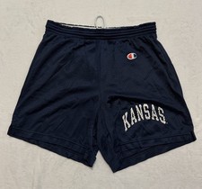 Vintage 80s-90s Champion Kansas Jayhawks Mesh Shorts Mens Size Small Blue