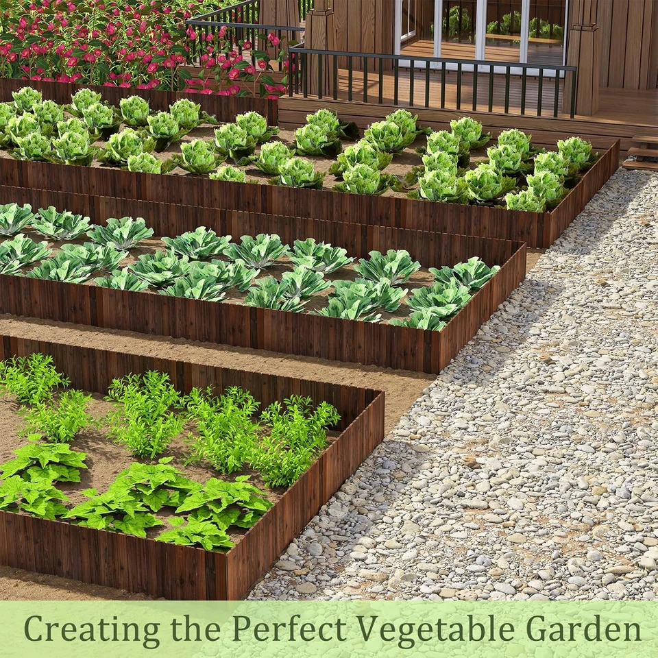 Borde de jardín de madera Cerca de jardín de madera Sin excavación Borde de paisaje Cerca de césped Foto 3 de 4