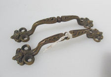 Antique Brass Door Handles Pulls Old Victorian Ornate Rococo WT&S Tonk 7"H