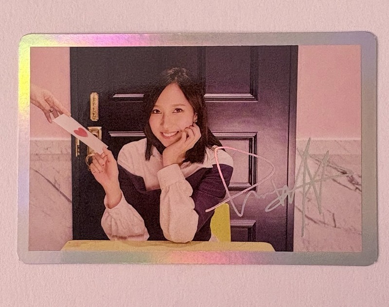 TWICE Mina Autographed Non-Sport Trading Card Photocard Front & Back Shown
