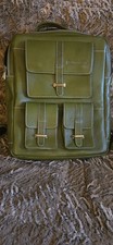 Large Stylish Green Leather Laptop Backpack