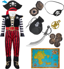 Halloween Child Boy Pirate Fierce Captain Costume W/Accessories for Kids Hallowe