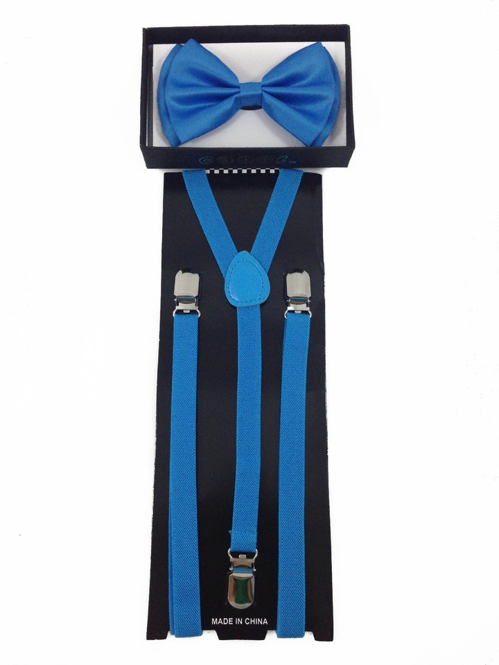 Slim Adjustable Clip-on Braces Suspender And Dickie Bow Tie Set In Bright Colour - Foto 9