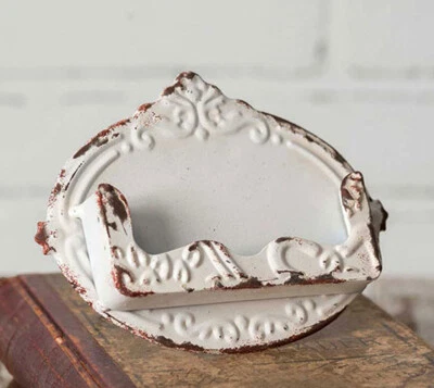 Distressed White Chippy Business Card Holder - Shabby Chic, Vintage Style