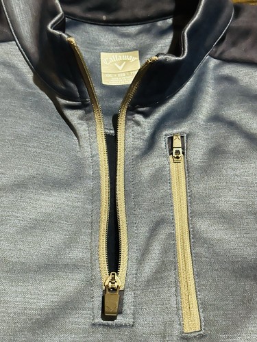 Callaway Weather Series Sz 2XL Men Blue 1/2 1/4 Zip Golf Mock Neck Pullover - Picture 5 of 9