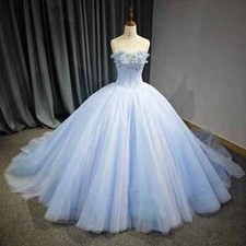 Sky Blue Quinceanera Dresses Ball Gown Strapless AppliqueBeading Lace Up Sweet16