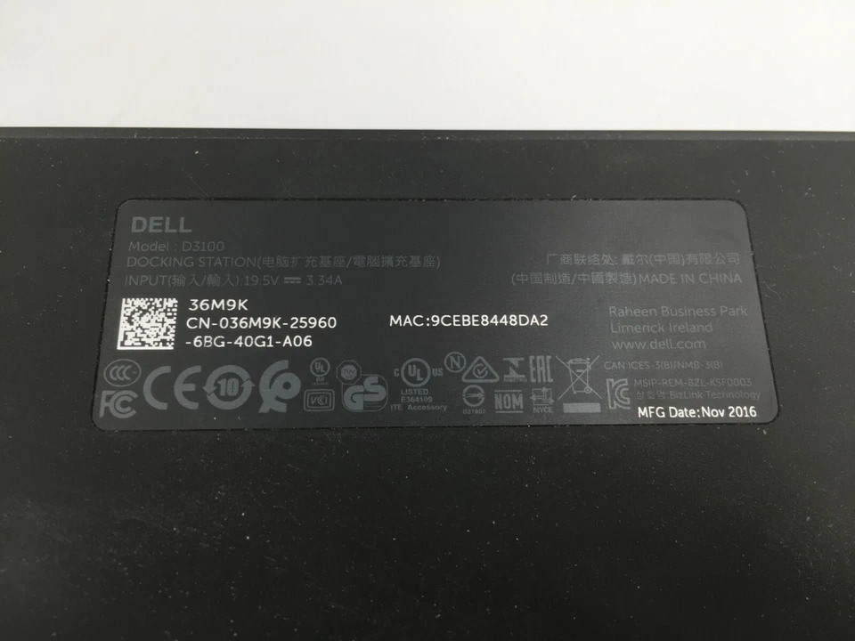 Dell D3100 DisplayLink 4K USB 3.0 UHD Docking Station WITHOUT AC ADAPTER - Image 4 of 4