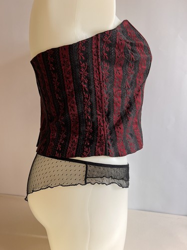 Jezebel Black Satin Doll Tiered Flutter Bikini L Low Rise Panty Mesh Dot and Bow - Picture 7 of 15