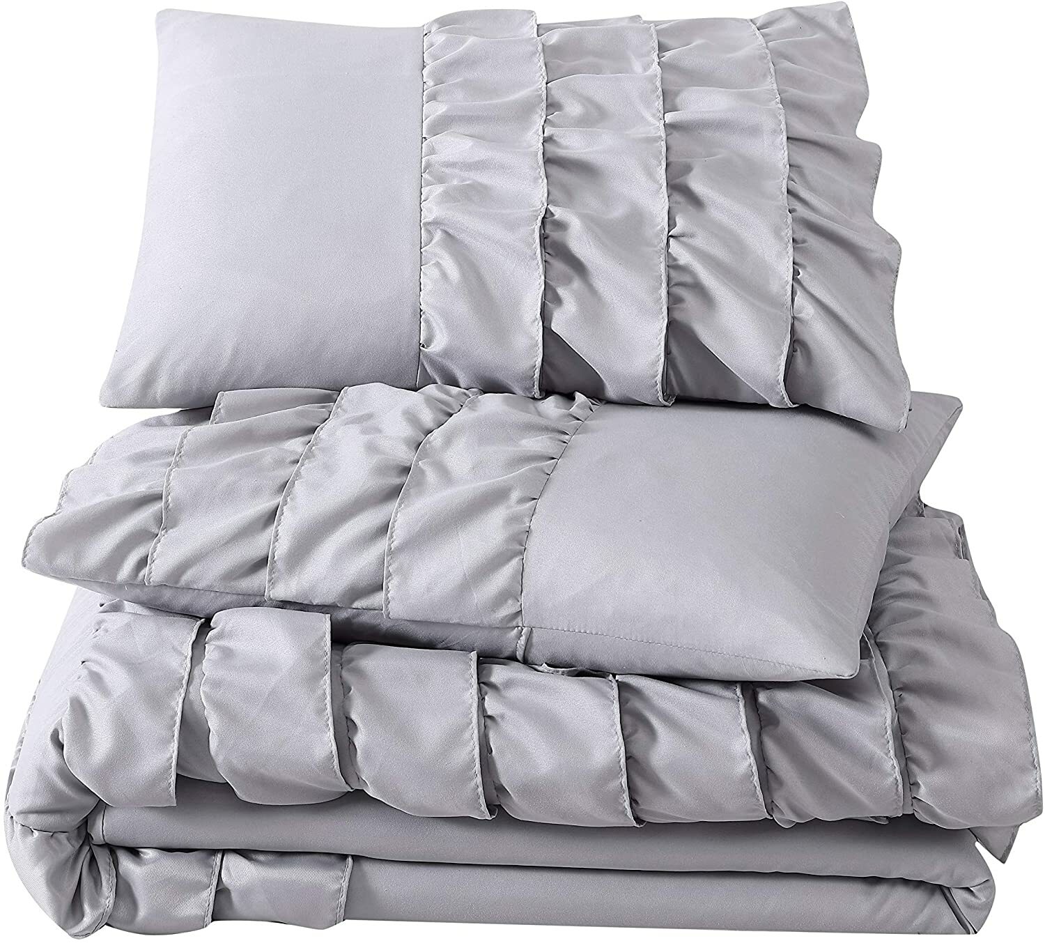 Chezmoi Collection Ella Shabby Chic Bedding Set Waterfall Ruffled