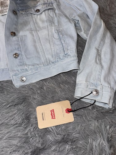 Levi’s Silvertab Youth Large Crop Denim Jacket Lightwash Blue Trucker VTG - Picture 5 of 12