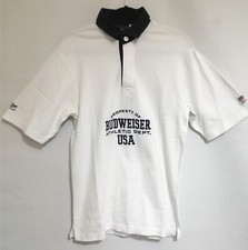 Cotton Traders Budweiser White Navy 100% Cotton Polo Shite Size Small