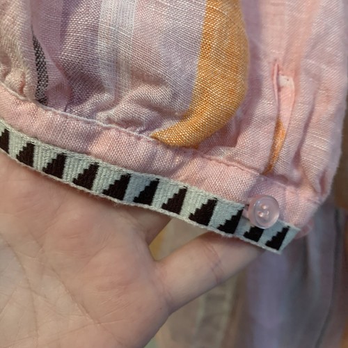 Lemlem By Liya Kebede & H&M 100% Linen Dress Pink Striped Lace Up Medium Boho - Picture 8 of 12