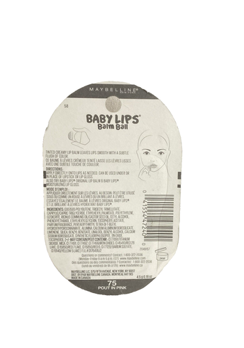 MAYBELLINE Baby Lips Tinted BALM BALL ~ POUT IN PINK #75 ~ NEW SEALED - Picture 2 of 2