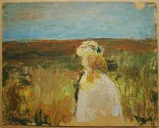 Ukrainian Soviet  USSR Oil Painting postimpressionism female portrait landscape