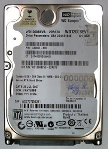 120 GB SATA WD WD1200BEVS-22RST0 2.5" Festplatte