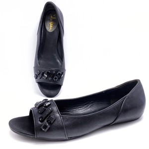 black open toe flat shoes