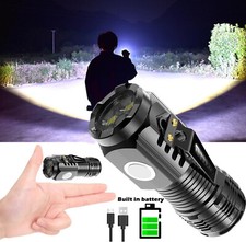 2024 Bright Mini LED Flashlight Keychain Pocket Magnetic Torch-USB-Rechargeable