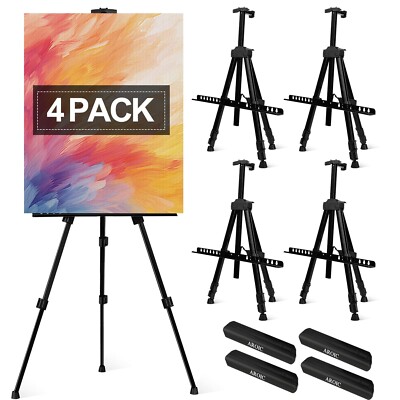 AROIC 4 Pack - Painting Art Display Easel Stand Portable Adjustable Metal Tripod
