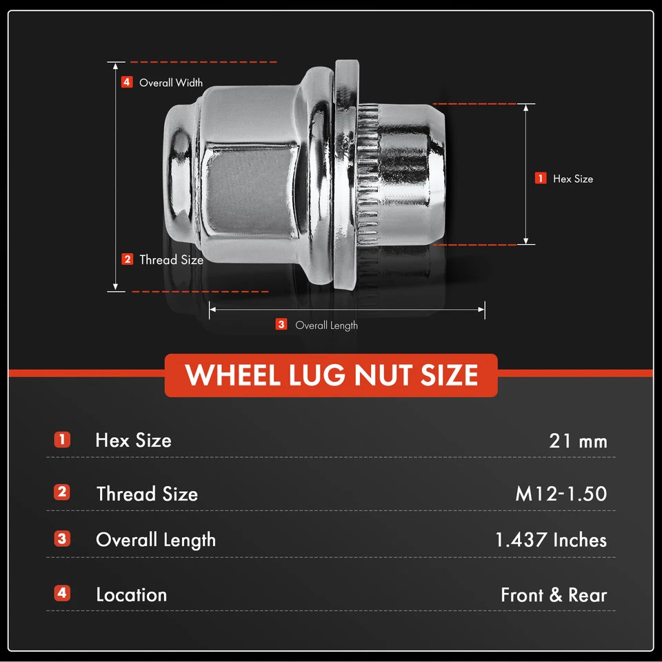 20 передних и задних зажимных гаек для магазина M12-1,5 для Dodge Chrysler Mitsubishi Lancer - Изображение 2 из 4