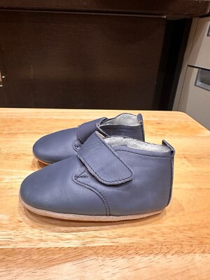Bobux weiche marineblaue Leder Babystiefel mit Wollfutter - M