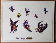 ORIGINAL Vintage 1970's Shop Used Don Nolan Tattoo Flash Sheet S R Birds 114N