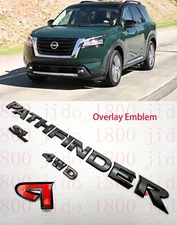 Gloss Black Overlay EMBLEM FITS 2022-2024 NISSAN PATHFINDER SL AWD MODELS