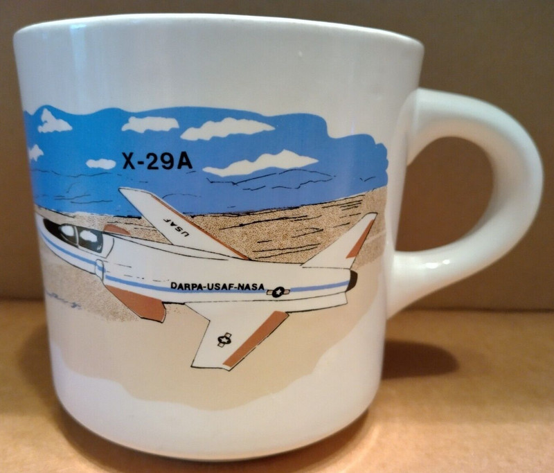 Vintage DARPA USAF NASA Grumman X-29A (G-712) Experimental Aircraft Mug, Rare!!!