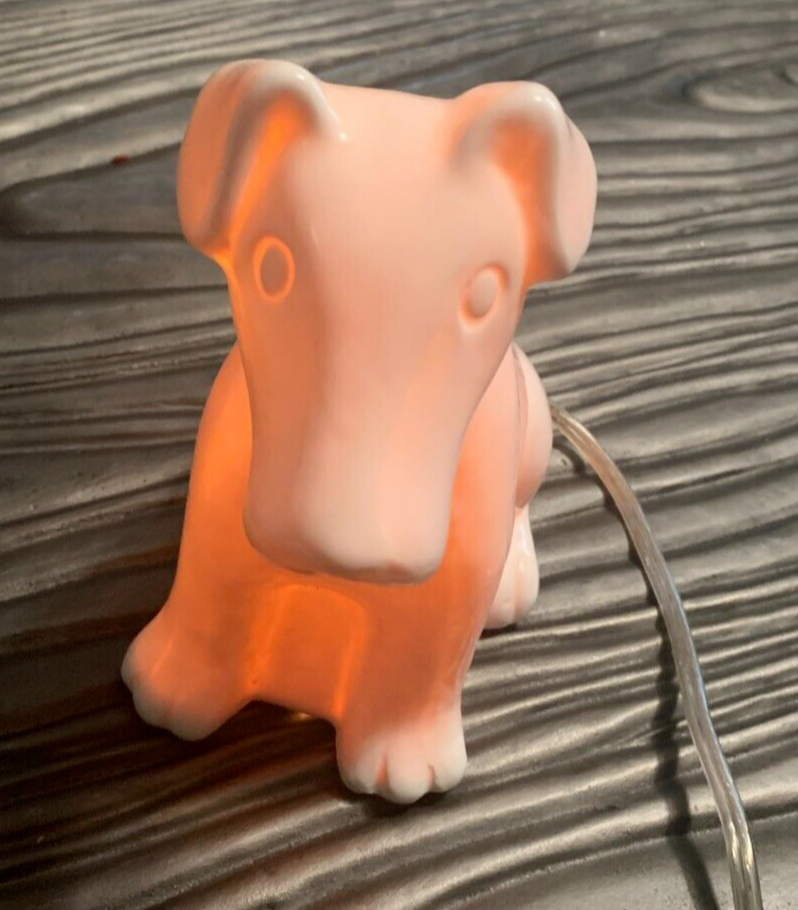 Vintage WIRE FOX TERRIER DOG Ceramic Night Light Illuminated Lamp Jack Russell