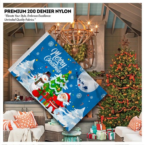 AGAS Merry Christmas Flag with Tree, Santa, Snowman, Gifts on Blue-Multiple Size - Picture 4 of 31
